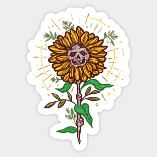 Sunflower Skull Sticker